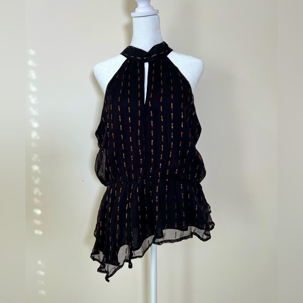 NWT $158 Walter Baker Black and Gold Women's Halter Top Size M